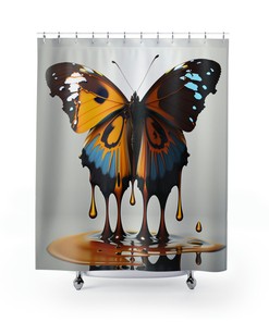 Beautiful Butterfly Shower Curtain With Invigorating Floral Print