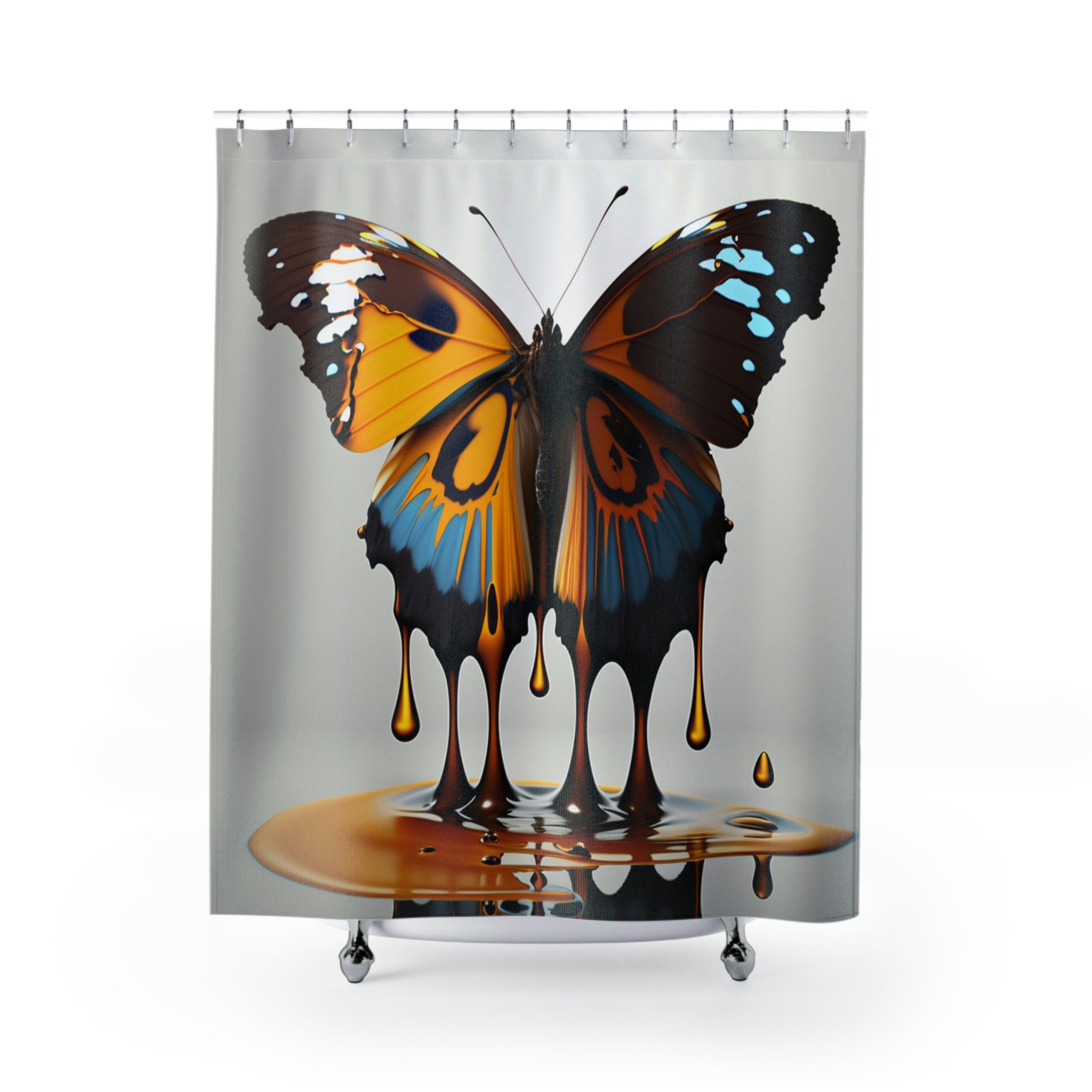 Beautiful Butterfly Shower Curtain With Invigorating Floral Print