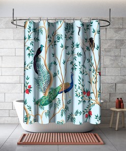 Beautiful Chinoiserie Animal Printed Shower Curtain For Multidimensional Bathroom Decorations