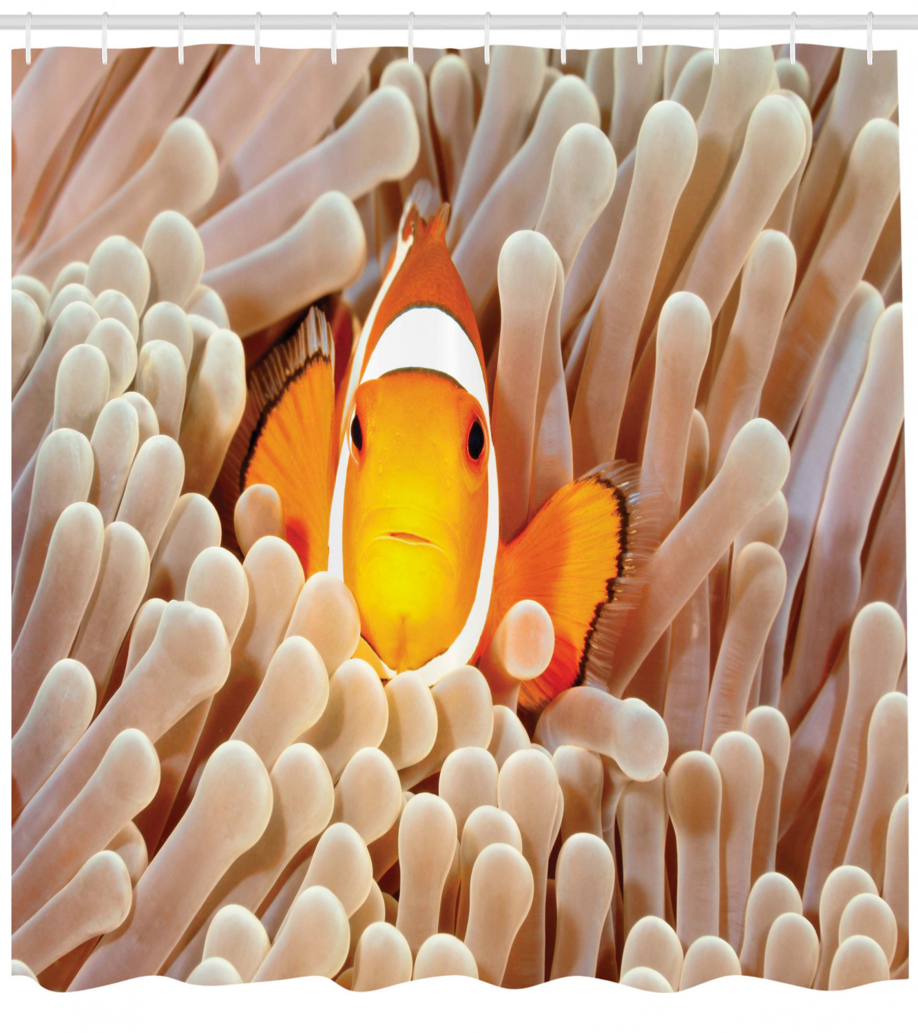 Beautiful Clownfish And Blue Surgeon Shower Curtain For Tropical Fish And Sea Life Inspired Bathroom Decor - Image 2