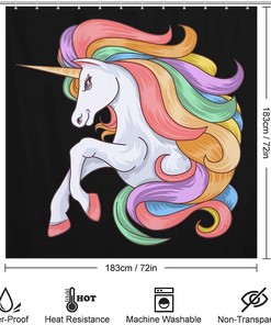 Beautiful Color Unicorn Shower Curtain - A Chic Addition to Your Bathroom
