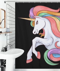 Beautiful Color Unicorn Shower Curtain - A Chic Addition to Your Bathroom 
