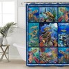 Beautiful Coral Marine Sealife Shower Curtain with Sea Turtle Print 