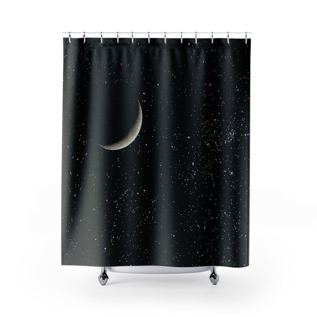 Beautiful Crescent Moon Stillness Shower Curtain For Bathroom Decor - Image 2