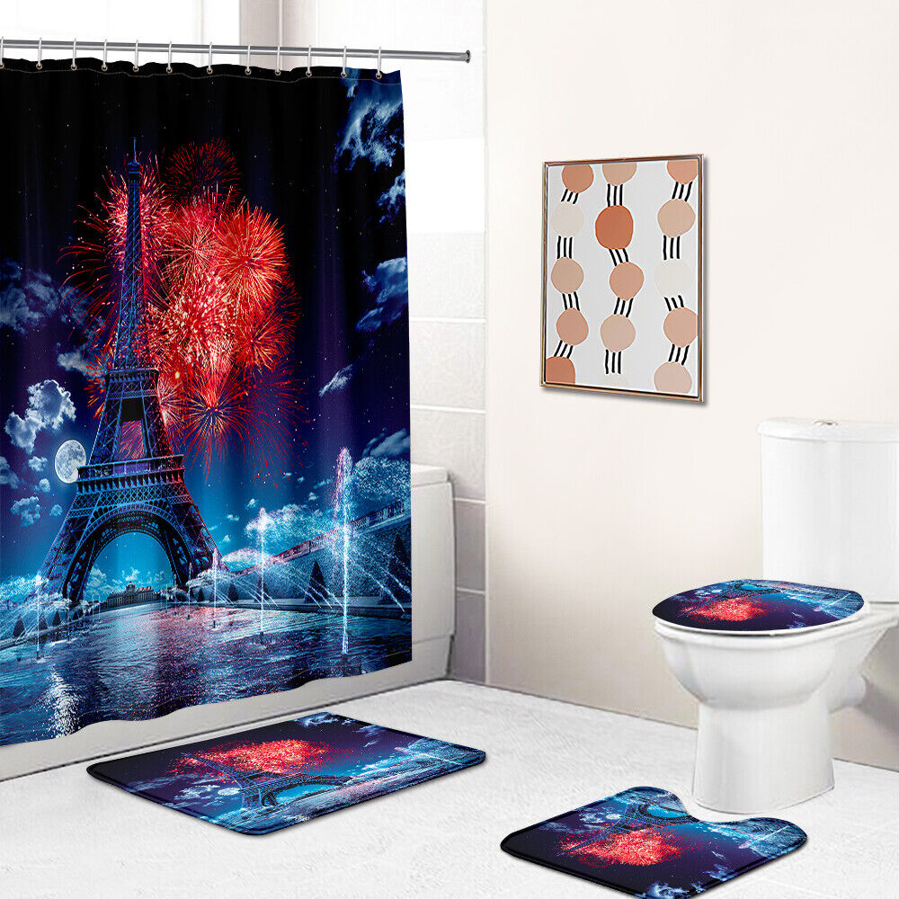 Beautiful Eiffel Tower Abstract Paris Painting Waterproof Fabric Shower Curtain