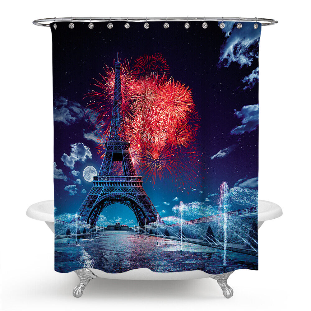 Beautiful Eiffel Tower Abstract Paris Painting Waterproof Fabric Shower Curtain