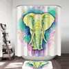 Beautiful Elephant Drawing Over Oriental Flowers Shower Curtain