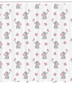 Beautiful Elephant Nursery Shower Curtain With Baby Butterfly Print For Your Bathroom