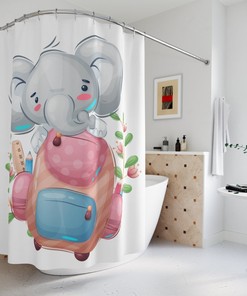 Beautiful Elephant Shower Curtain For Bathroom Decor As A Thanksgiving Or Christmas Gift