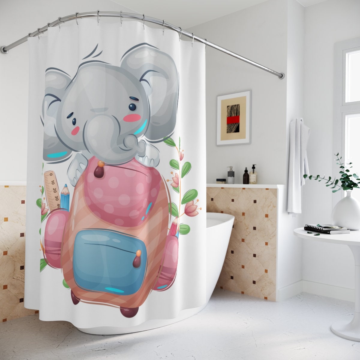 Beautiful Elephant Shower Curtain For Bathroom Decor As A Thanksgiving Or Christmas Gift