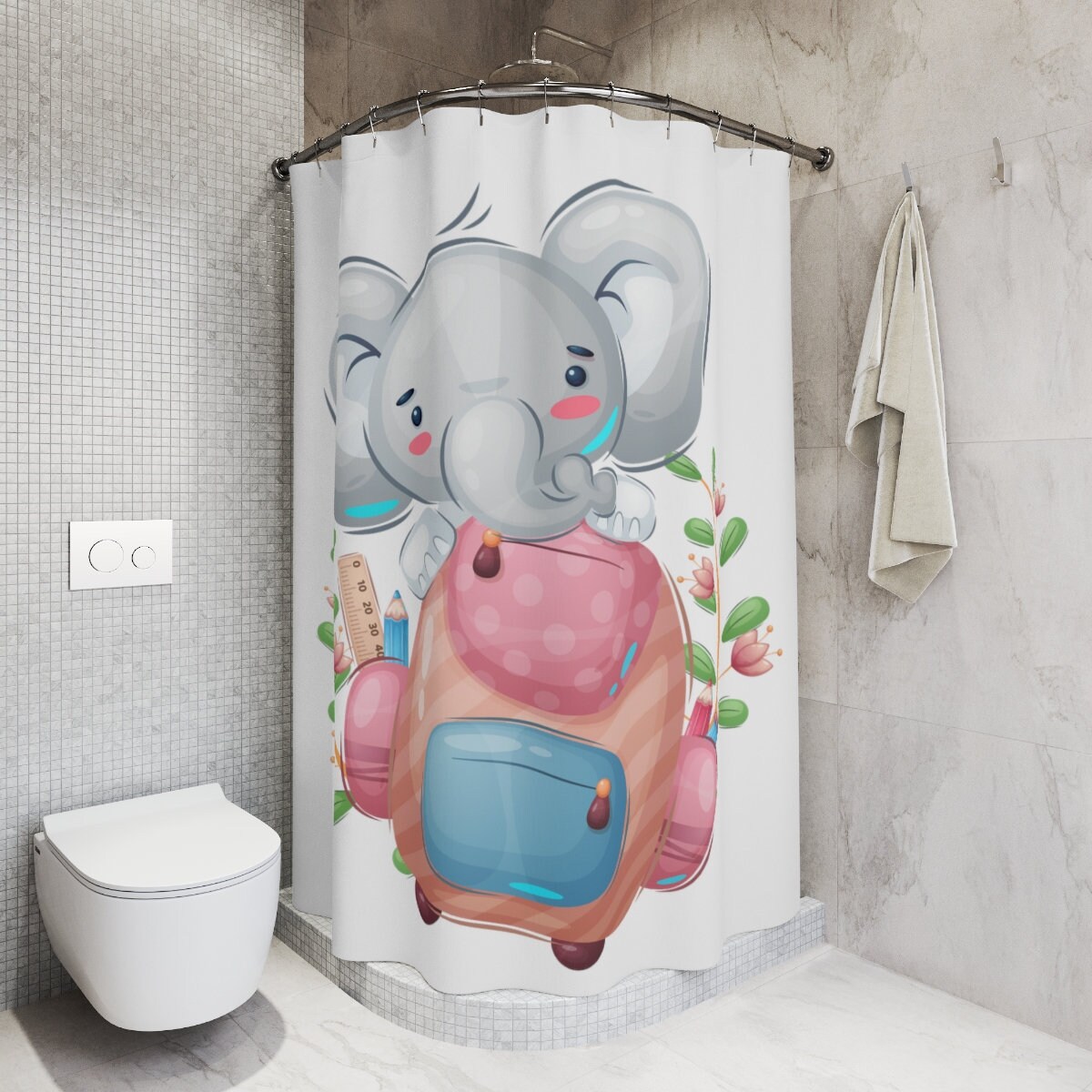 Beautiful Elephant Shower Curtain For Bathroom Decor As A Thanksgiving Or Christmas Gift
