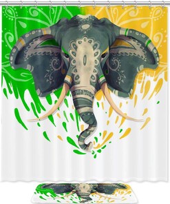 Beautiful Elephant Waterproof Shower Curtain For Bathroom Decor