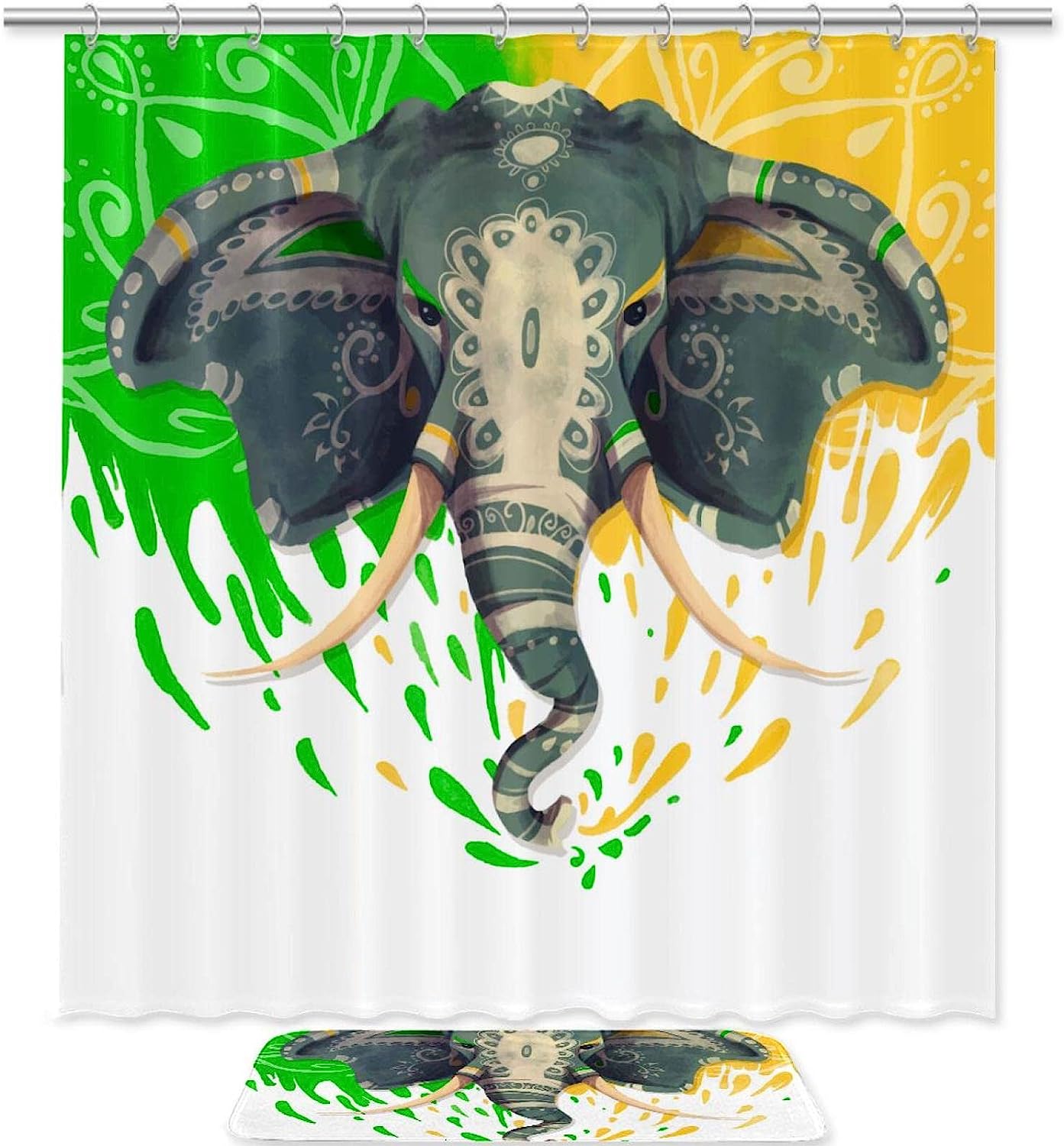 Beautiful Elephant Waterproof Shower Curtain For Bathroom Decor