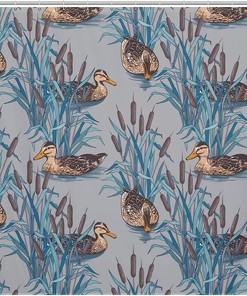 Beautiful Fabric Wild Ducks Shower Curtain for Adorable and Vibrant Bathroom Decoration