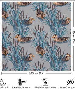 Beautiful Fabric Wild Ducks Shower Curtain for Adorable and Vibrant Bathroom Decoration