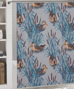 Beautiful Fabric Wild Ducks Shower Curtain for Adorable and Vibrant Bathroom Decoration