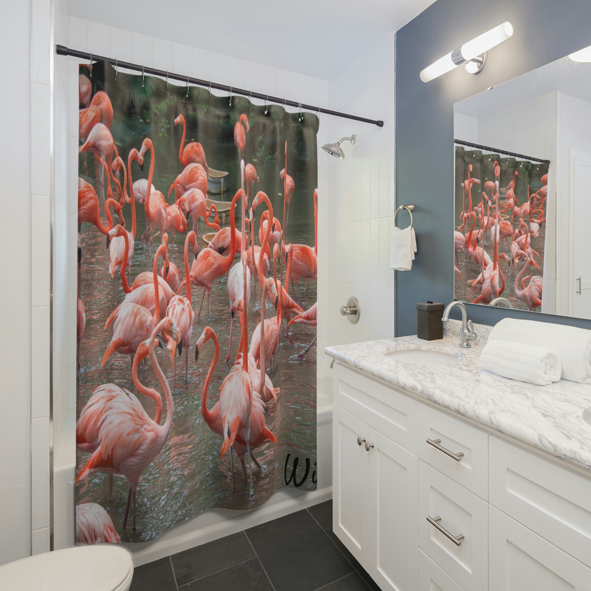 Beautiful Flamingos Shower Curtain - Stunning Bathroom Decor with Tropical Flamingos