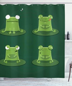 Beautiful Frogs In Pond Lily Pad Print Shower Curtain, Perfect Bathroom Decor Idea For Nature Lovers 