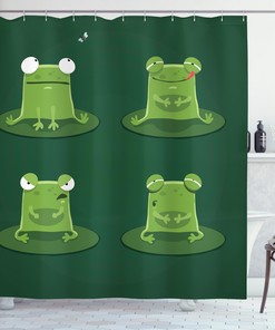 Beautiful Frogs In Pond Lily Pad Print Shower Curtain, Perfect Bathroom Decor Idea For Nature Lovers 