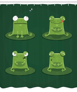 Beautiful Frogs In Pond Lily Pad Print Shower Curtain, Perfect Bathroom Decor Idea For Nature Lovers 