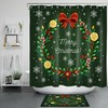 Beautiful Garland Snowflake Green Merry Christmas Shower Curtain for Bathroom Decor