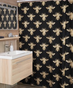 Beautiful Gold Bee Farmhouse Shower Curtain For Bathroom Decor