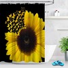 Beautiful Golden Sunflower And Butterfly Print Shower Curtain For Bathtub Decor