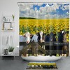 Beautiful Golden Sunflower Field Shower Curtain For Farmhouse Bathroom Decor - Featuring A Cow And Flowers