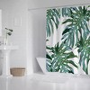 Beautiful Green Leaves Shower Curtain with Boho and Tropical Shower Theme 