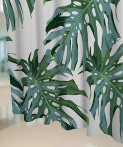 Beautiful Green Leaves Shower Curtain with Boho and Tropical Shower Theme 