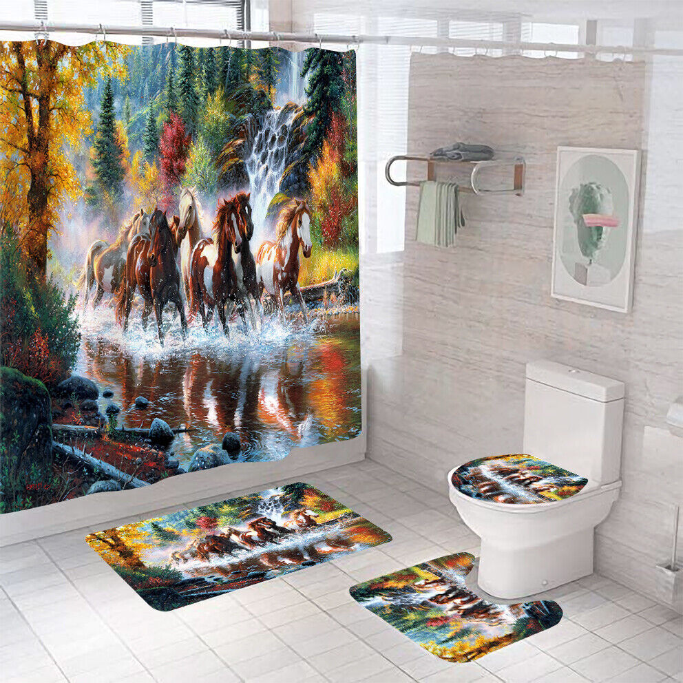Beautiful Horse Shower Curtain - Rustic Country Bathroom Decor