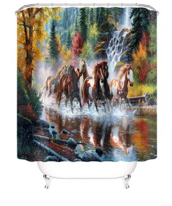 Beautiful Horse Shower Curtain - Rustic Country Bathroom Decor