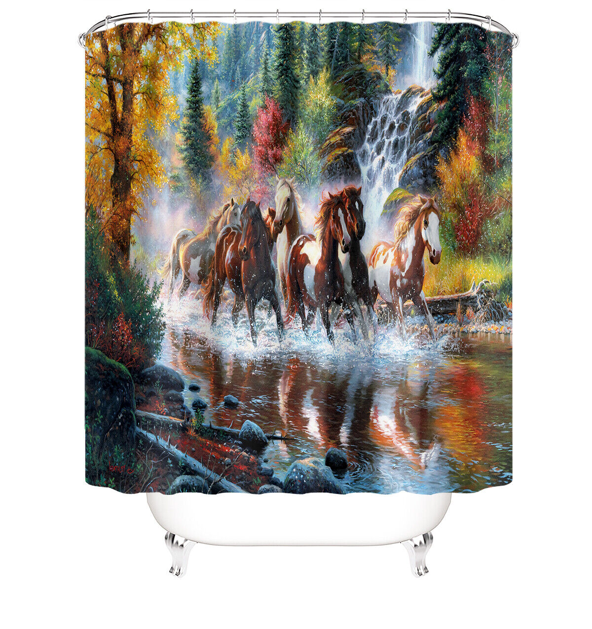 Beautiful Horse Shower Curtain - Rustic Country Bathroom Decor