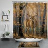 Beautiful Hunting Themed Wild Elk Autumn Forest Deer Shower Curtain for Rustic and Chic Bathroom Decor