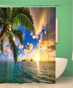 Beautiful Lanikai Kailua Sunrise in Hawaii Aloha Beaches Shower Curtain