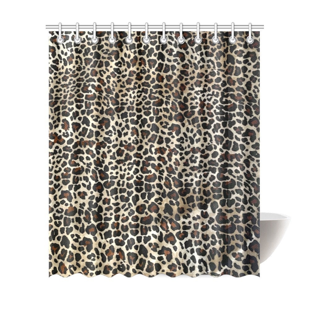 Beautiful Leopard Print Shower Curtain - Impressive Gift for Animal and Cat Lovers - Waterproof Bathroom Decor