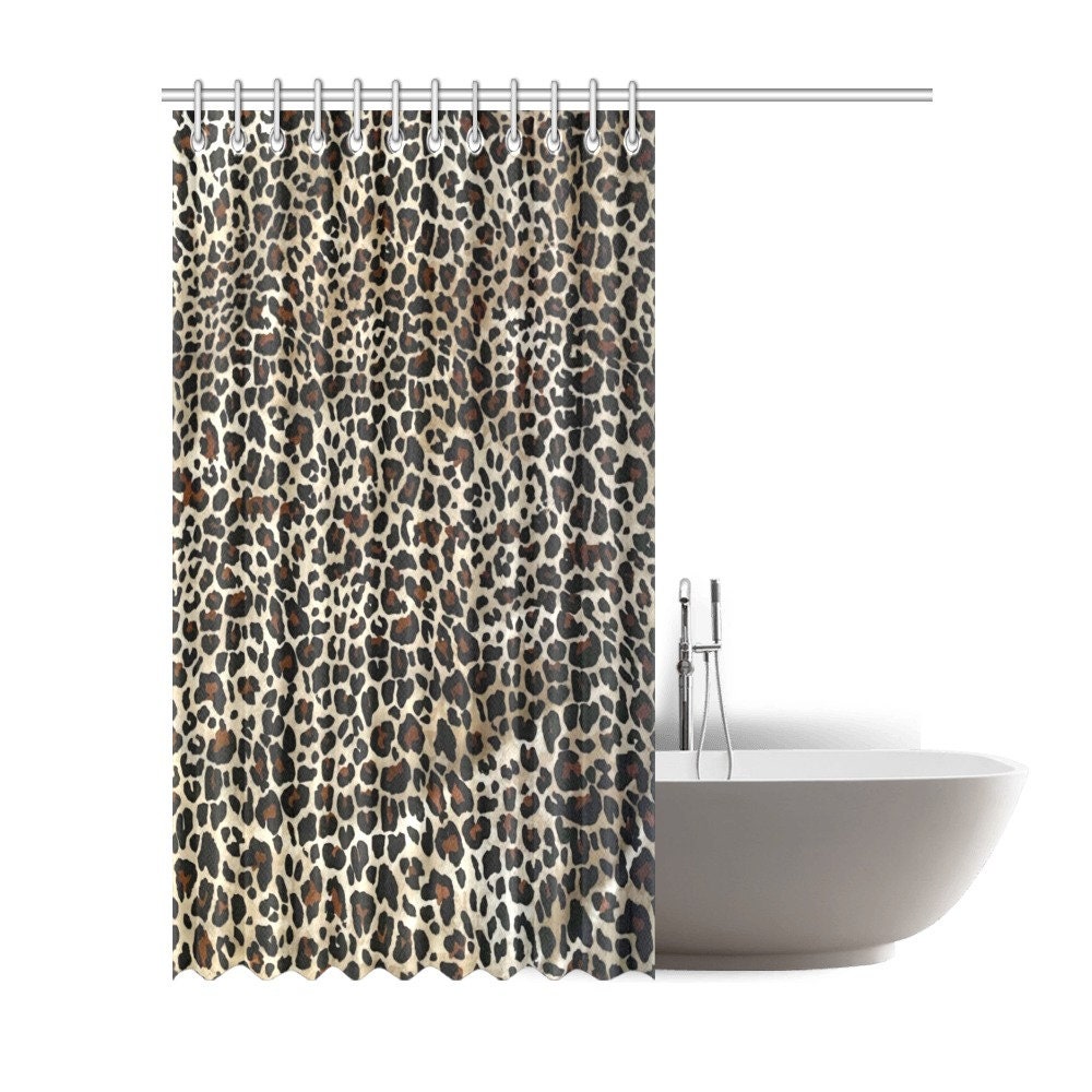 Beautiful Leopard Print Shower Curtain - Impressive Gift for Animal and Cat Lovers - Waterproof Bathroom Decor