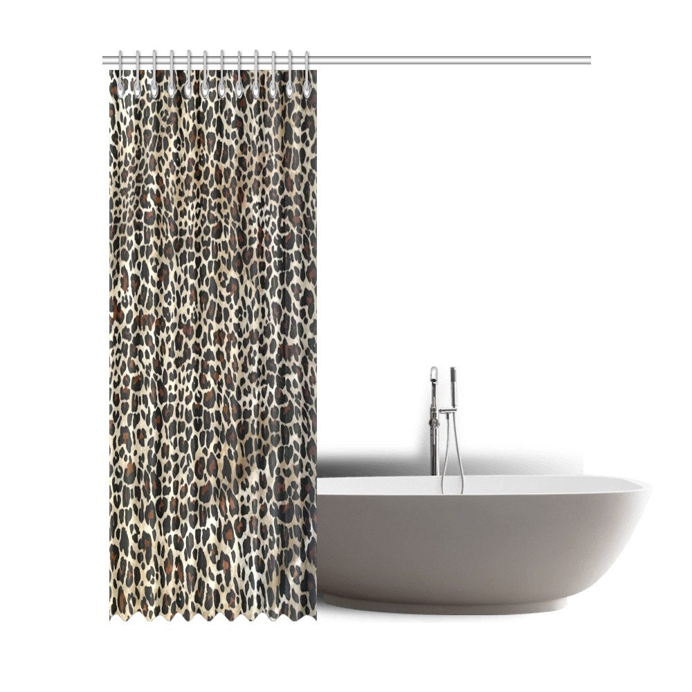 Beautiful Leopard Print Shower Curtain - Impressive Gift for Animal and Cat Lovers - Waterproof Bathroom Decor
