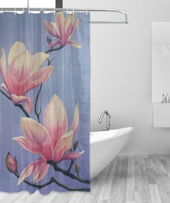 Beautiful Magnolia Paintings Fabric Bathroom Shower Curtain - Waterproof and Durable Bath Curtain by Ethel Ernest