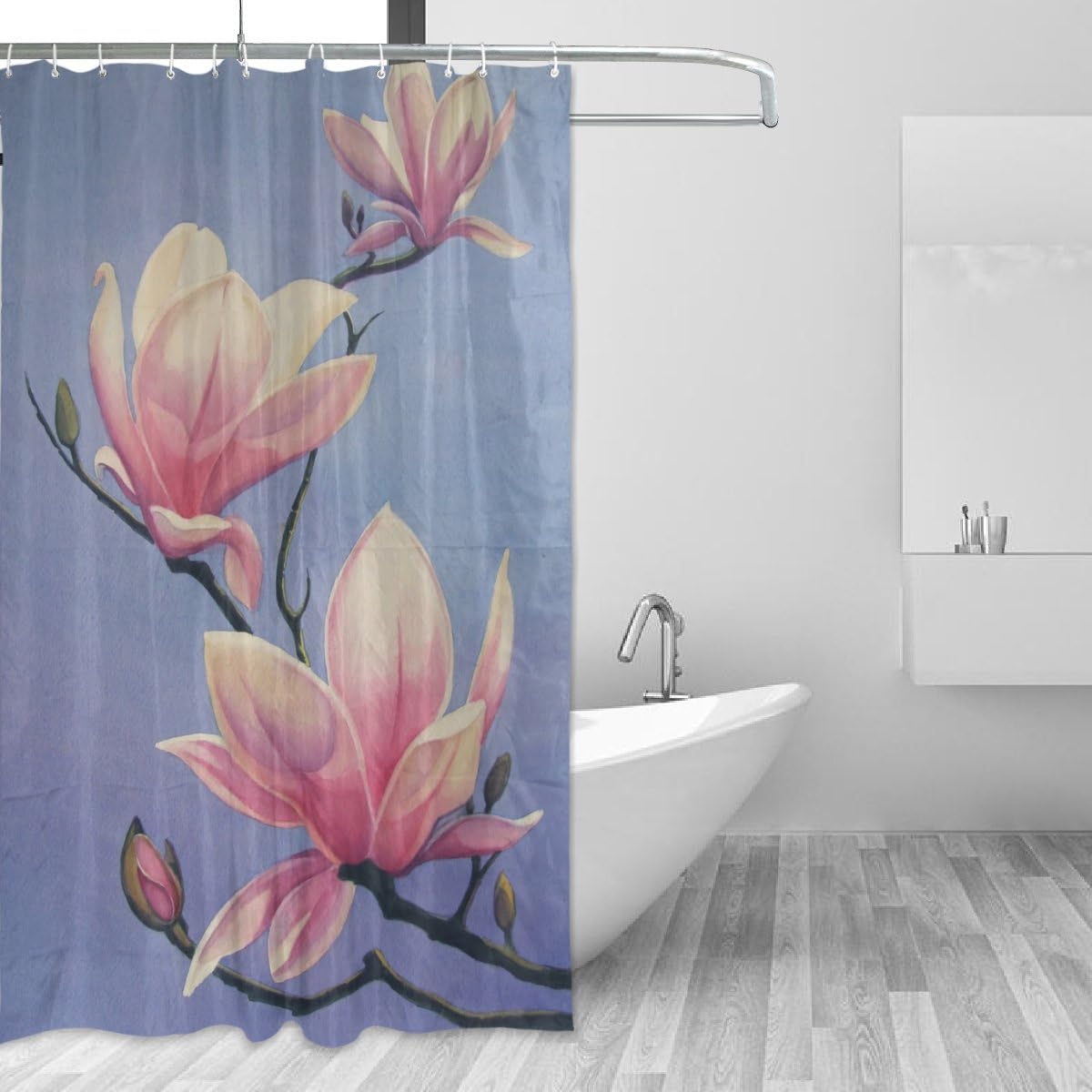 Beautiful Magnolia Paintings Fabric Bathroom Shower Curtain - Waterproof and Durable Bath Curtain by Ethel Ernest