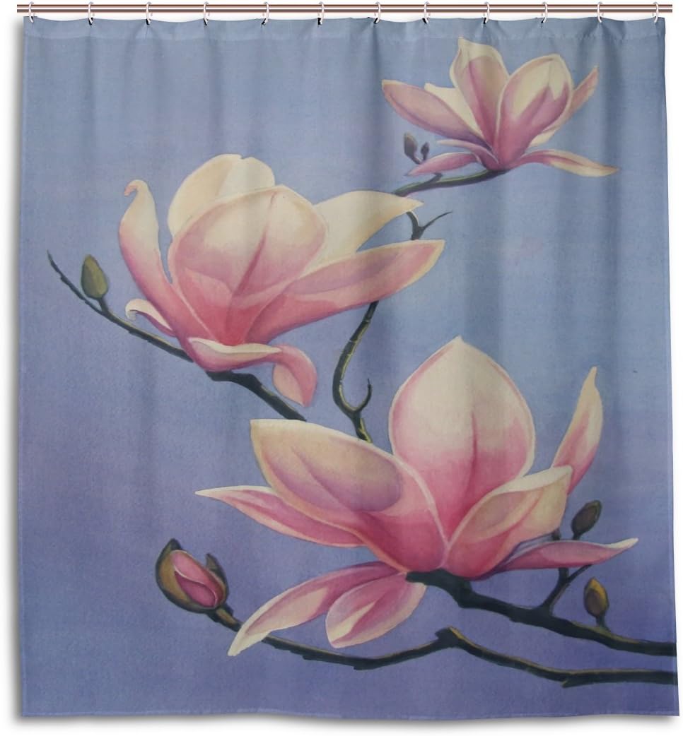 Beautiful Magnolia Paintings Shower Curtain For Elegant Bathroom Decor.