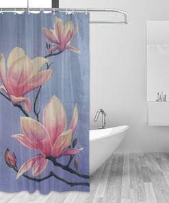 Beautiful Magnolia Paintings Shower Curtain For Elegant Bathroom Decor.