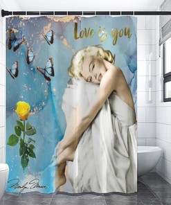 Beautiful Marilyn Monroe Blue Sky Yellow Rose Bath Shower Curtain