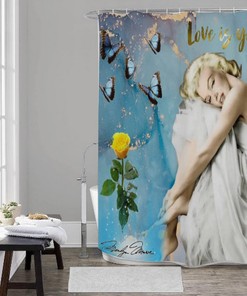 Beautiful Marilyn Monroe Blue Sky Yellow Rose Bath Shower Curtain