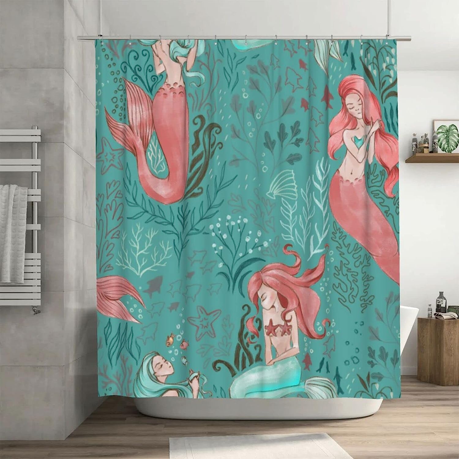 Beautiful Mermaid And Underwater Green Shower Curtain For Bathroom - Add A Touch Of The Ocean To Your Bath Decorr