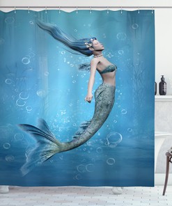 Beautiful Mermaid Fishtail Shower Curtain featuring Ocean Life Art Image 