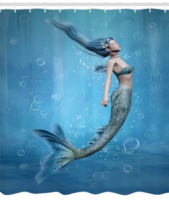 Beautiful Mermaid Fishtail Shower Curtain featuring Ocean Life Art Image