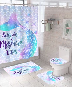 Beautiful Mermaid Sea Spray Art Design Fabric Shower Curtain for Bathroom Decor
