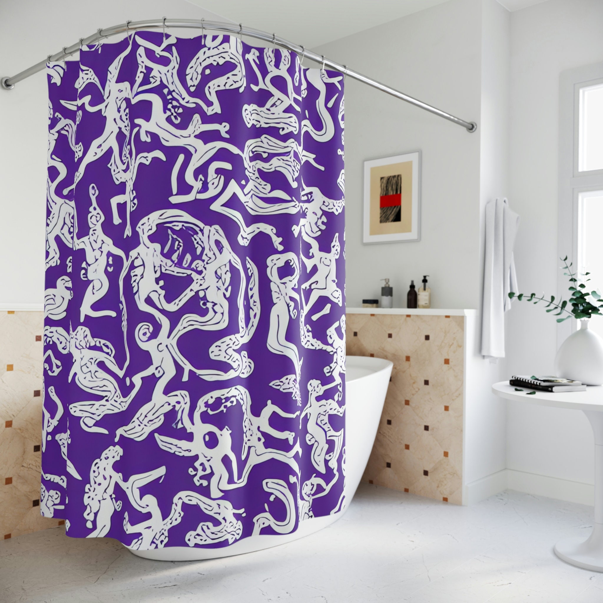 Beautiful Mermaid Shower Curtain- Abstract Art Design Print for Modern Bathroom Decor