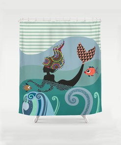 Beautiful Mermaid Shower Curtain Gift - Fish Bathroom Art Sea Creature Print